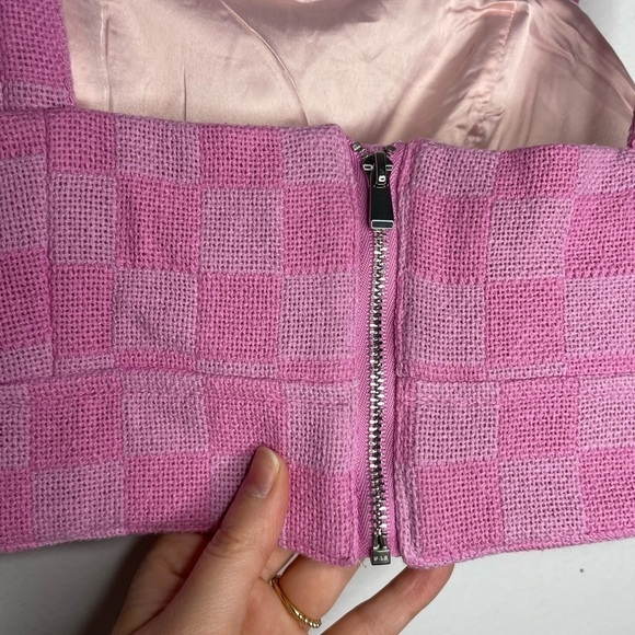 SIMONS cropped checkers jacquard pink bralette - Picture 7 of 7
